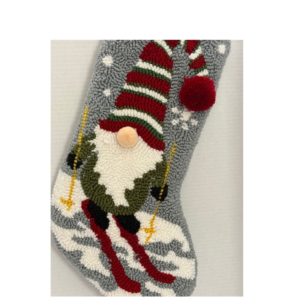 Chunky Knit Christmas Stocking Skiing Gnome Winter Holiday Decor